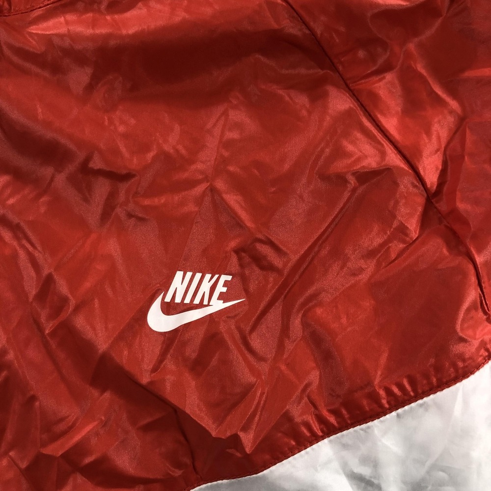 Nike Windbreaker Jacket Kids Large Red White Hooded Zip Colorblock 374897-101 - Picture 3 of 16